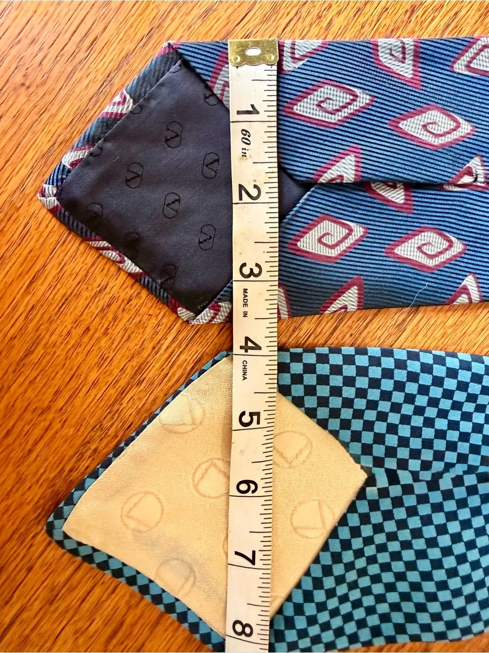 Valentino Men's Silk Tie Duo in Navy, Light Blue and Burgundy Accents